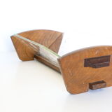 Trinket bowl wooden and glass with chiseled ornaments