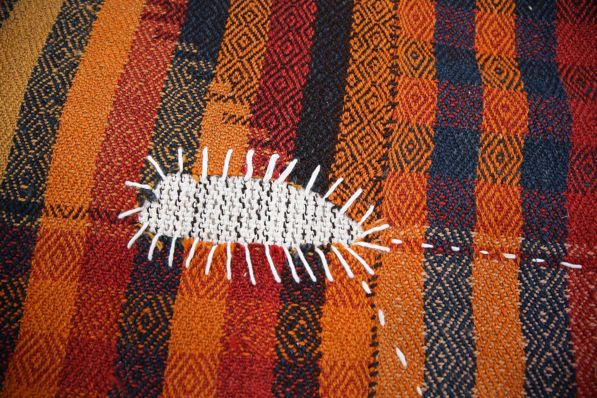 Tenture Murale Tissée Abstraite, Art Textile Fait Main, 105x112 Cm