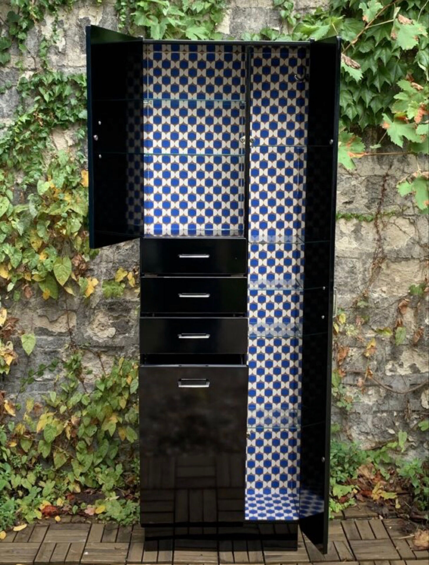 Satin black vintage wardrobe 1970