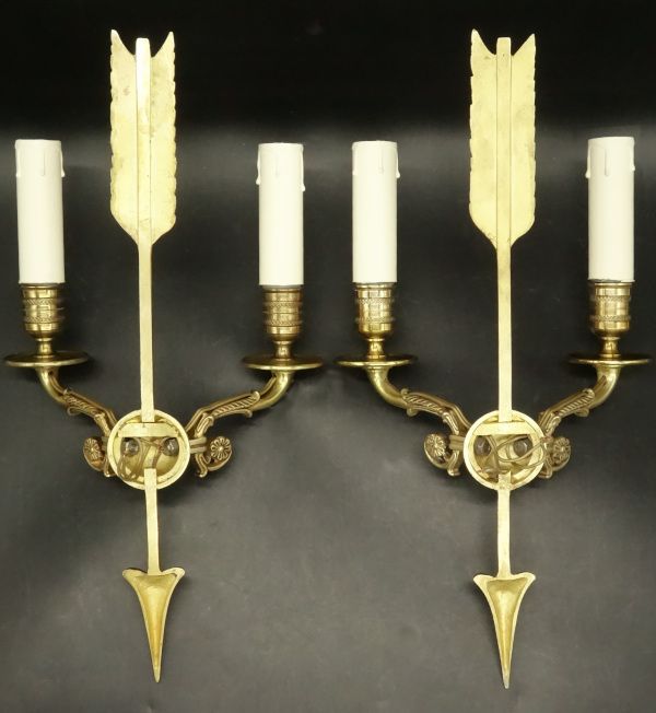 Paire d'appliques à la flèche style Empire - Lucien Gau, Paris