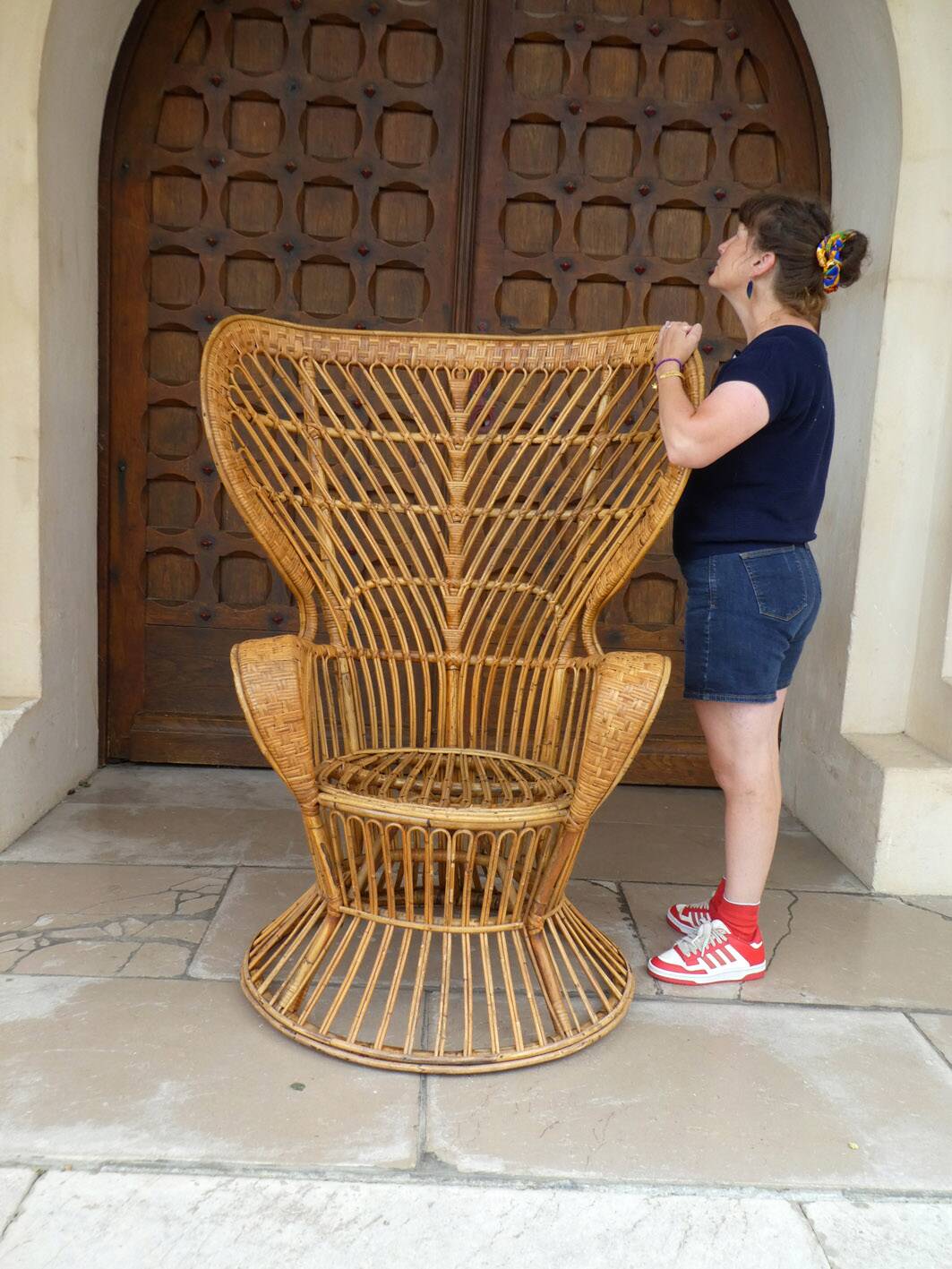 huge rattan armchair