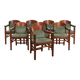 Set of 8 Art Nouveau/Jugendstil dining chairs with suede upholstery