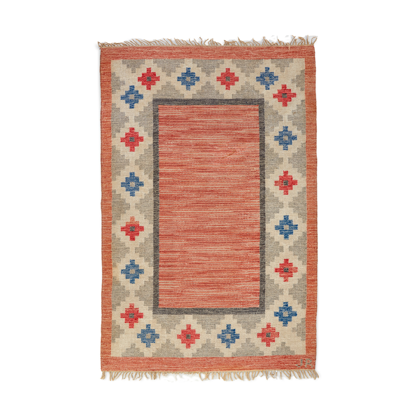 Scandinavian mid-century rug, signed 200 x 132 cm