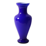 Mid-century Rare Blue and White Vintage Murano Glass Vase / Italy / 1970s