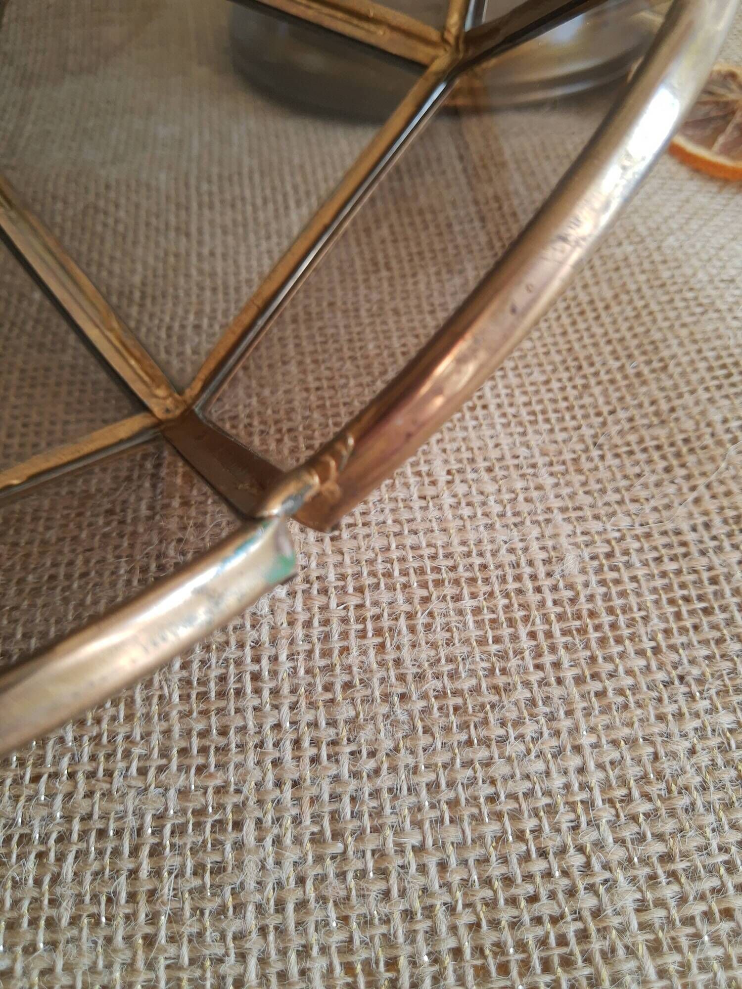 Brass suspension and smoked glass - vintage