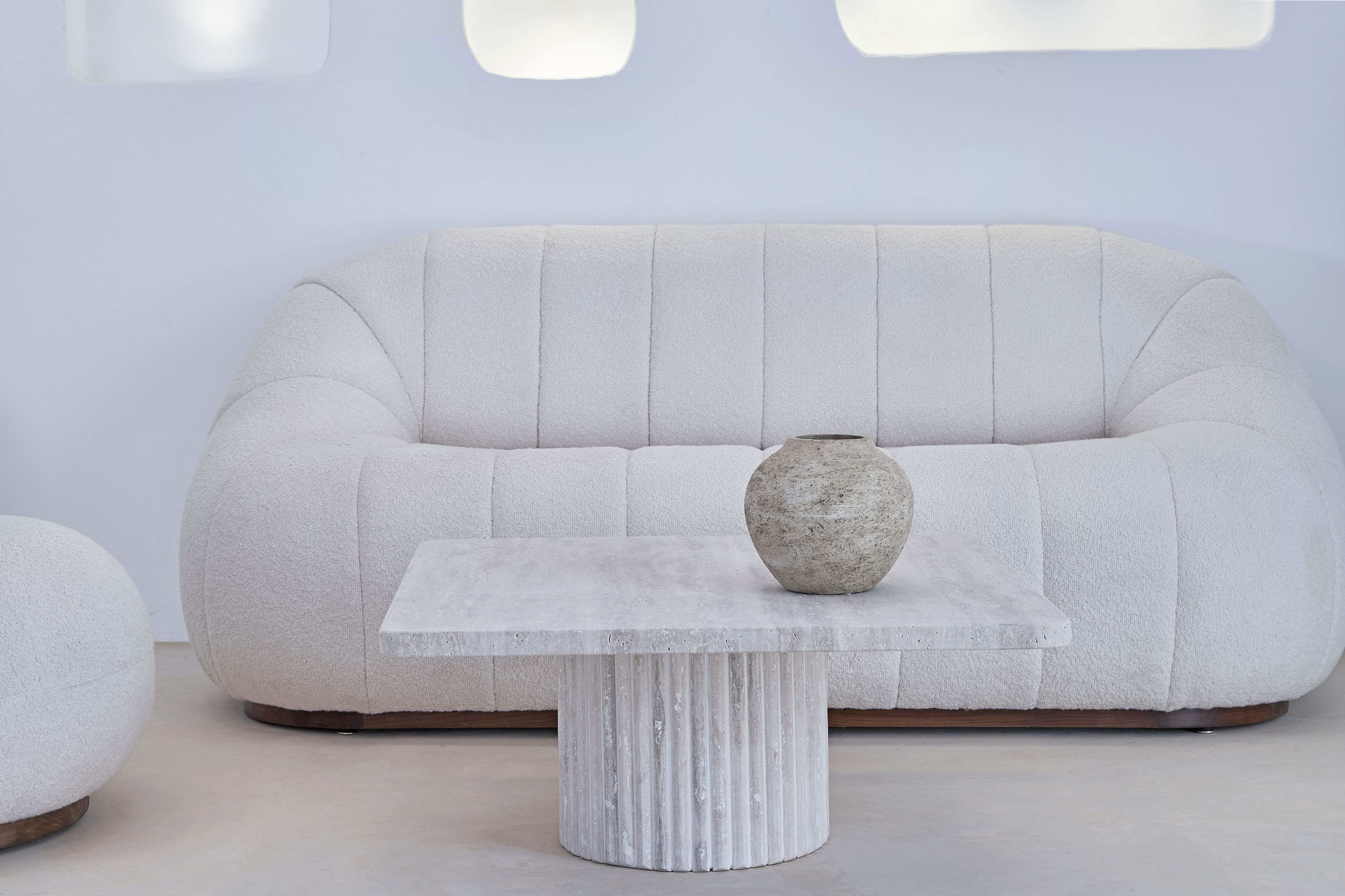 Natural travertine square Kalia coffee table 90x90