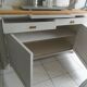 Vintage sideboard, 2 drawers, 1 shelf, 2 pearl gray patinated doors, wooden top.