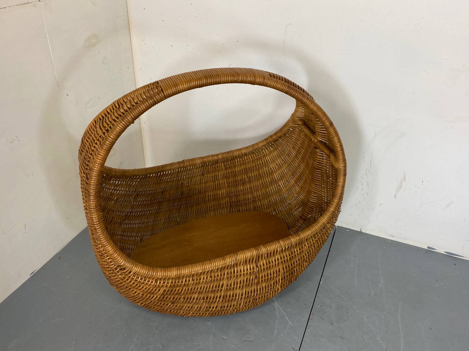 Vintage Wicker and Bamboo Basket Baby Bed  Netherlands, 1960s