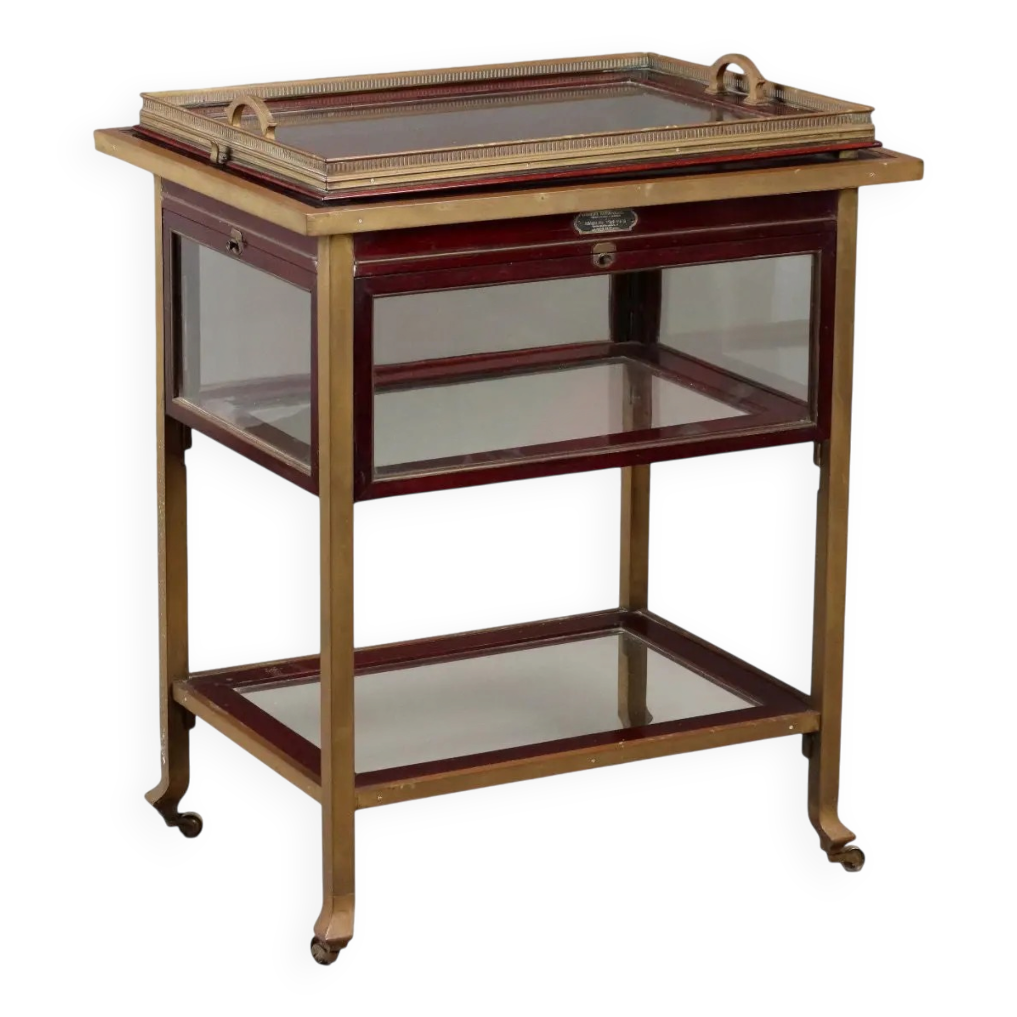 Antique Art Nouveau sideboard in mahogany and brass, Italy, 20th century.