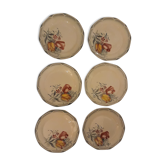 Lot of 6 plates dessert Sarreguemines edge blue/tulips
