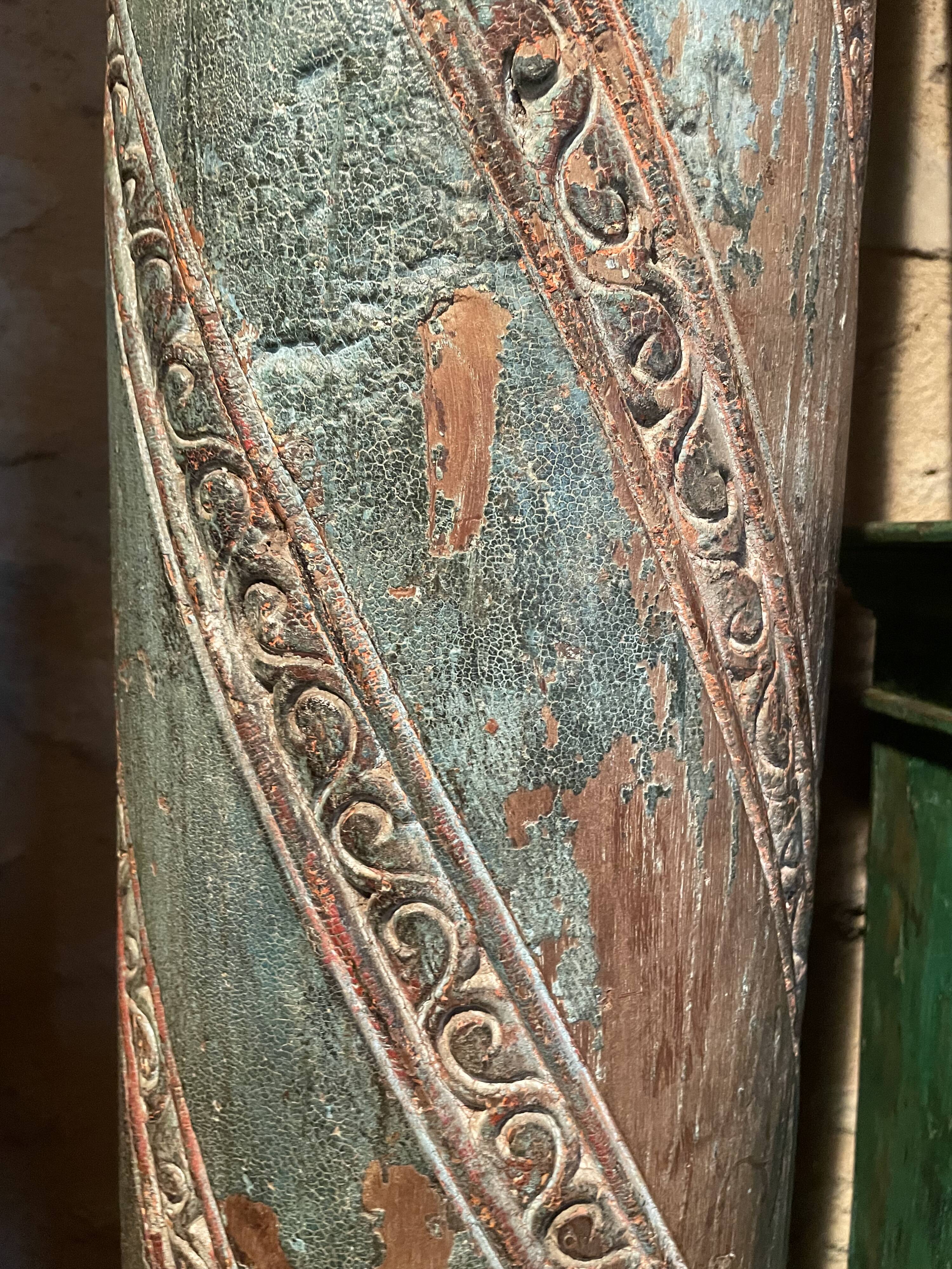 Carved wooden column