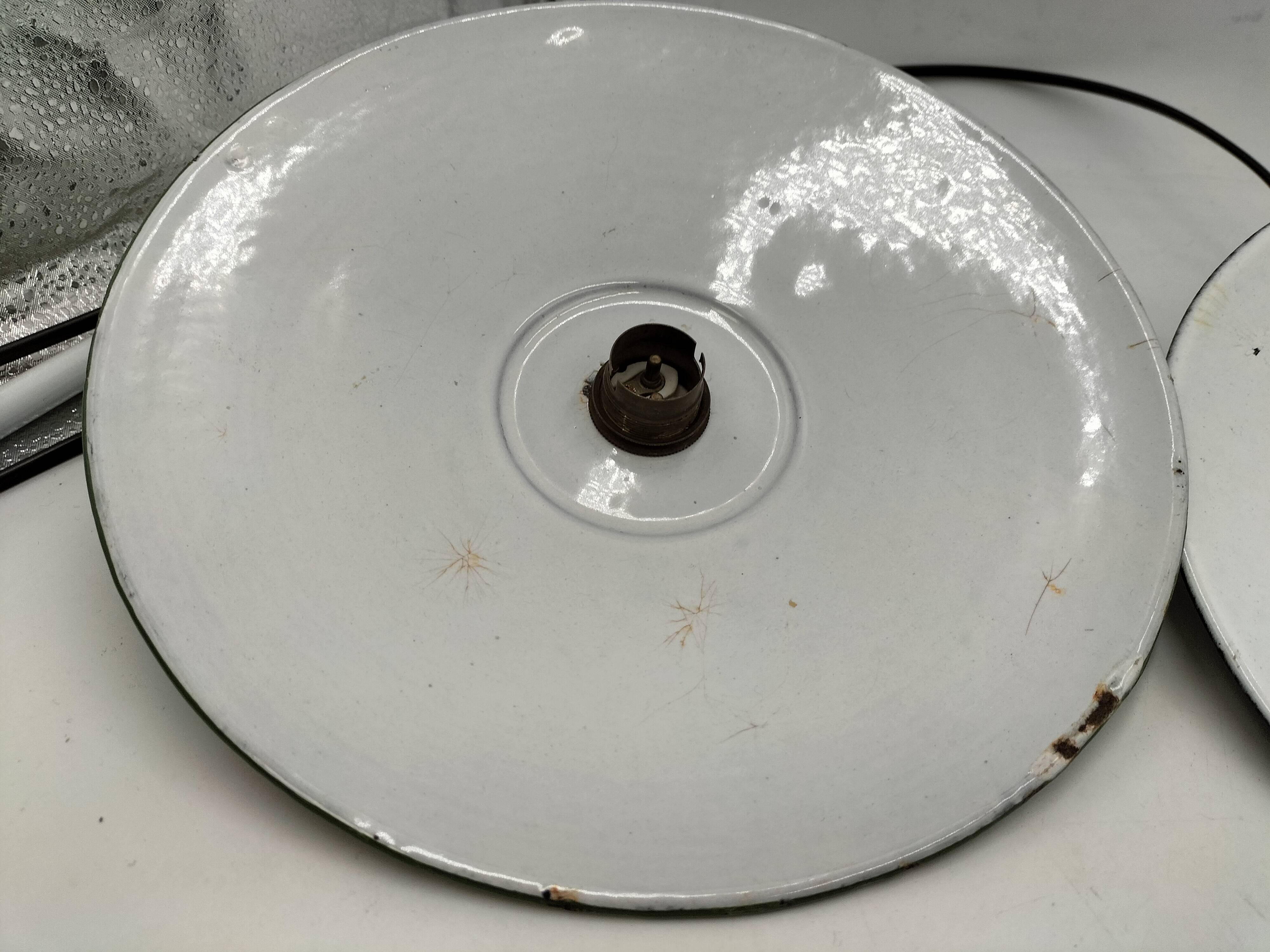 Enameled sheet metal pendant lights