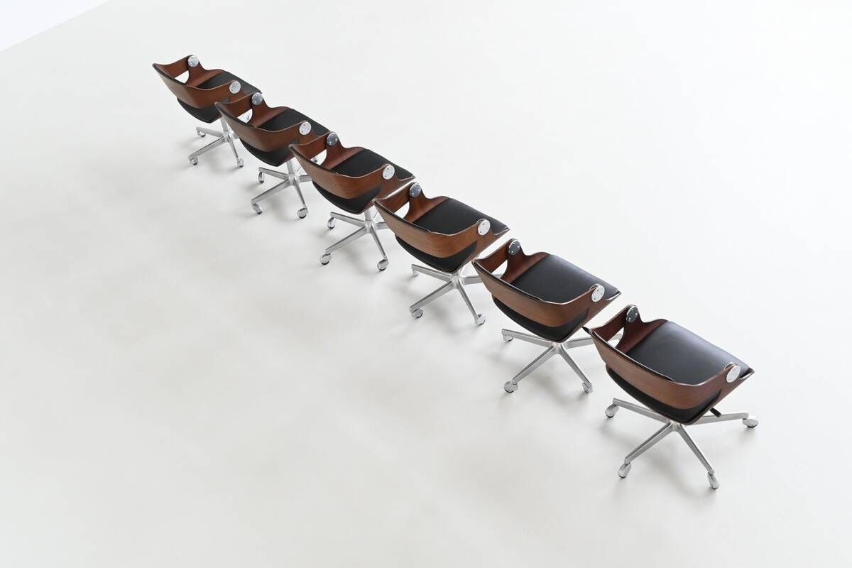 Eugen Schmidt set of six dining or conference chairs in teak Germany 1965