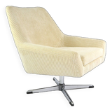 Cream corduroy swivel shell armchairs