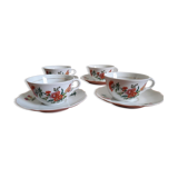 4 tasses à thé en porcelaine