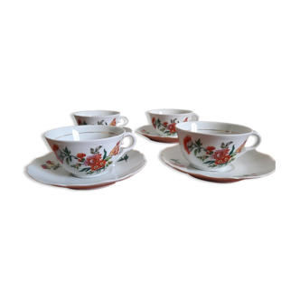 4 porcelain tea cups