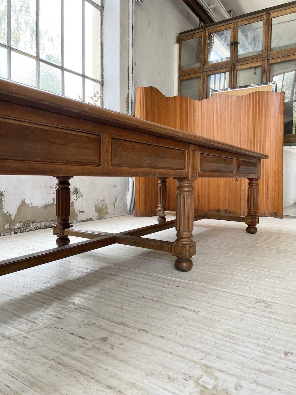 Solid walnut farmhouse castle table 1900 XXL
