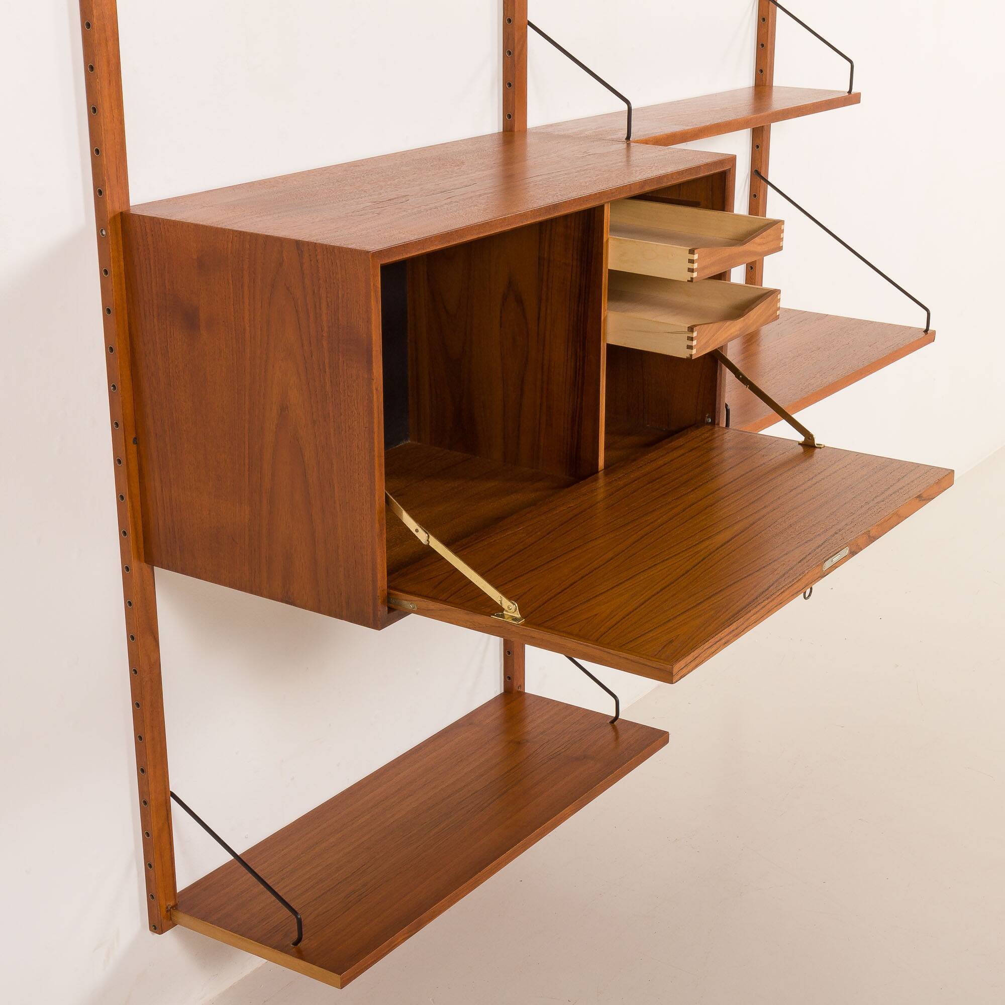 Poul Cadovius wall unit with a bureau and a desk shelf for Cado, 1960s