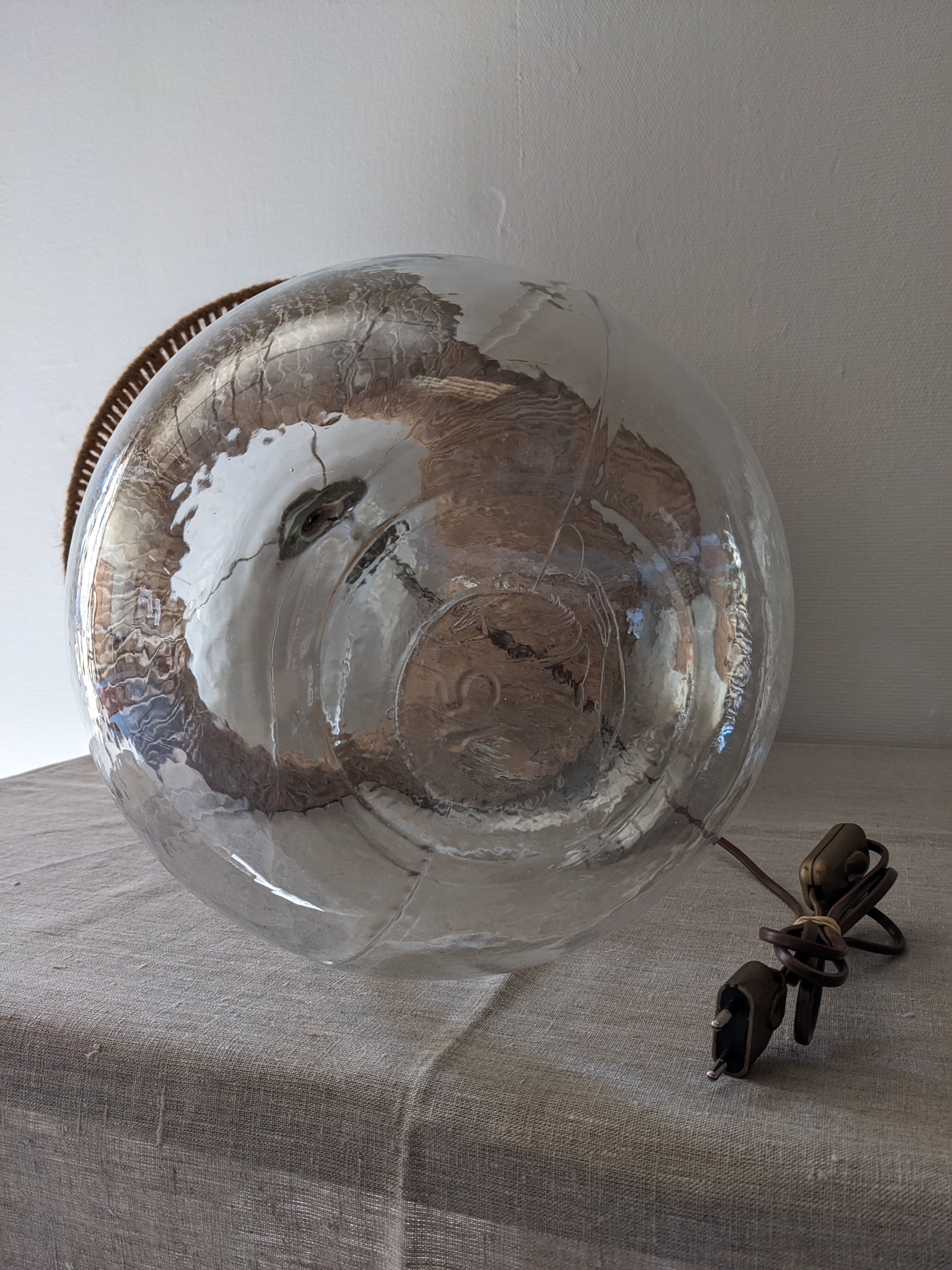 Vintage demijohn XL lamp in glass and jute rope