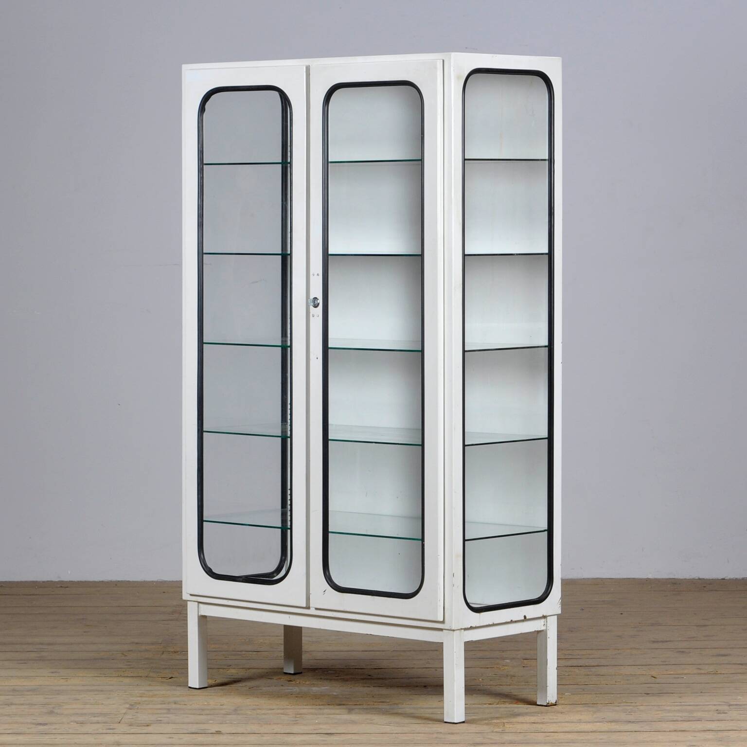 Iron and glass medicine cabinet, 1970s