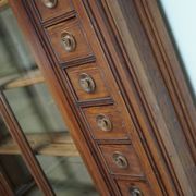 Large Antique German Pitch Pine Corner Apothecary Cabinet / Vitrine ca 1900s