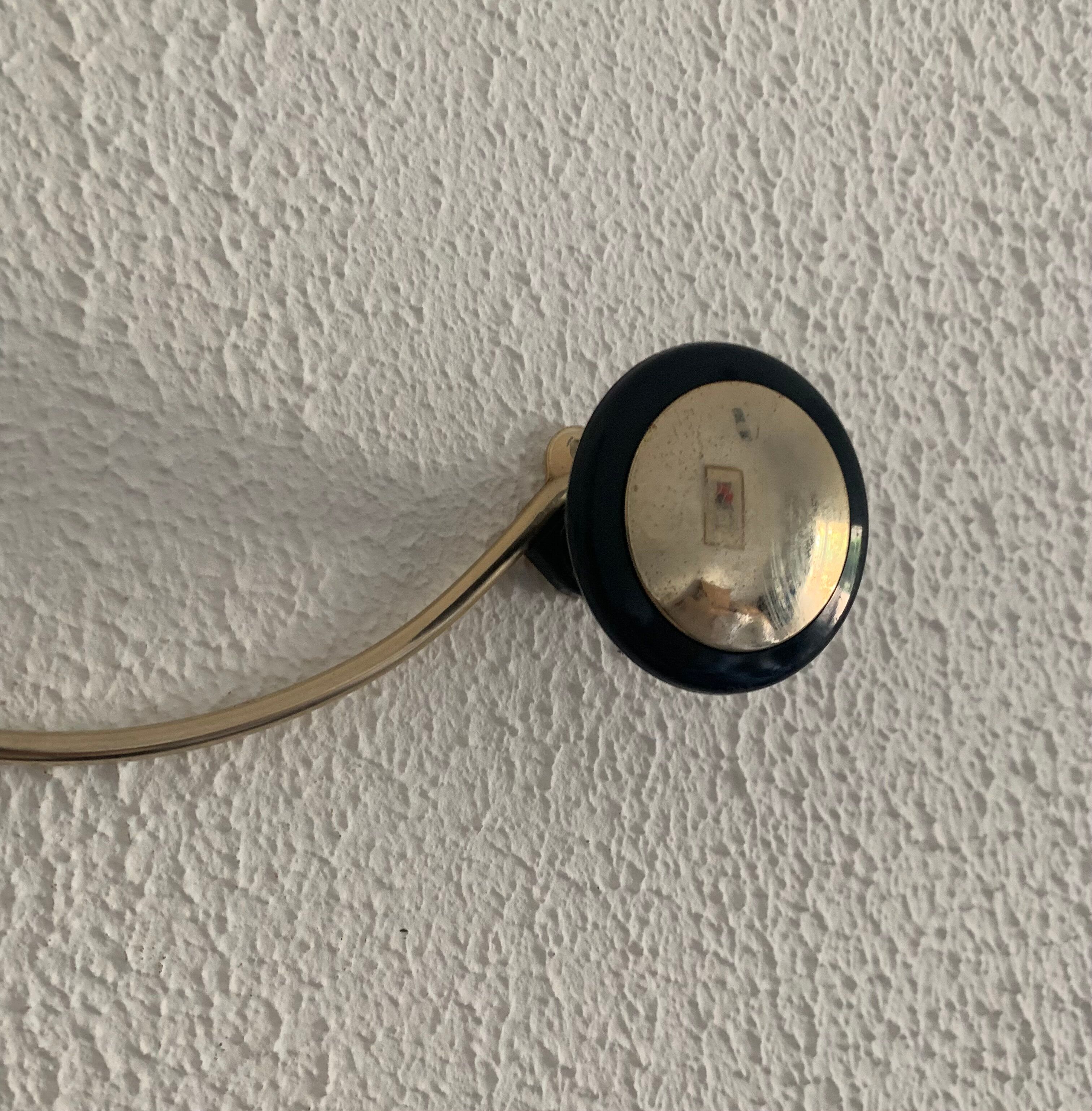 Portemanteau vintage doré noir 3 patères, 1960