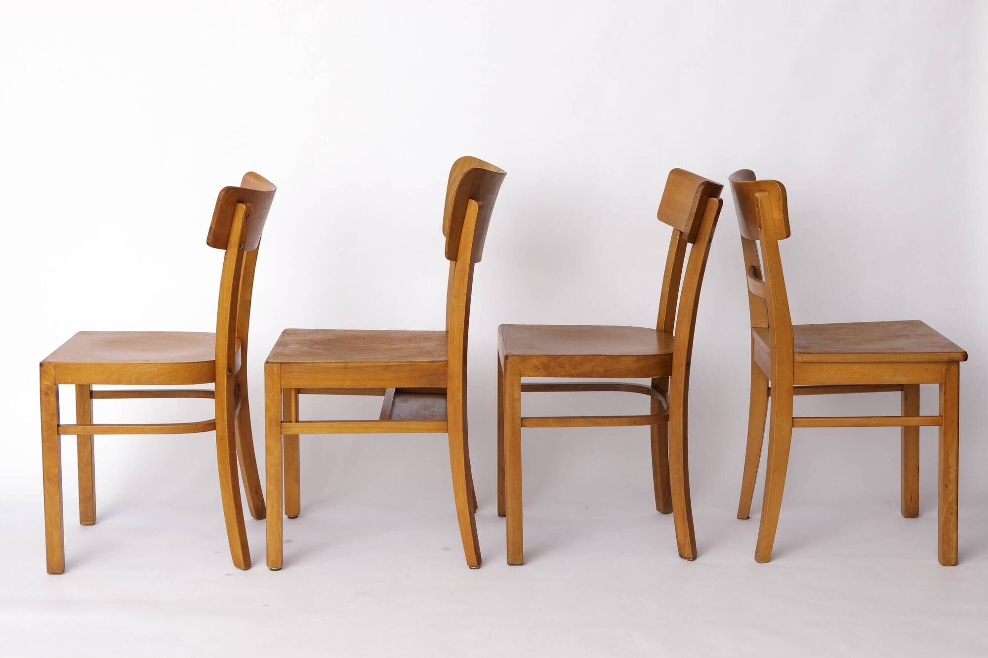 Set of 4 Vintage “Frankfurter” Dining Chairs – Beech Wood – Germany 1950s