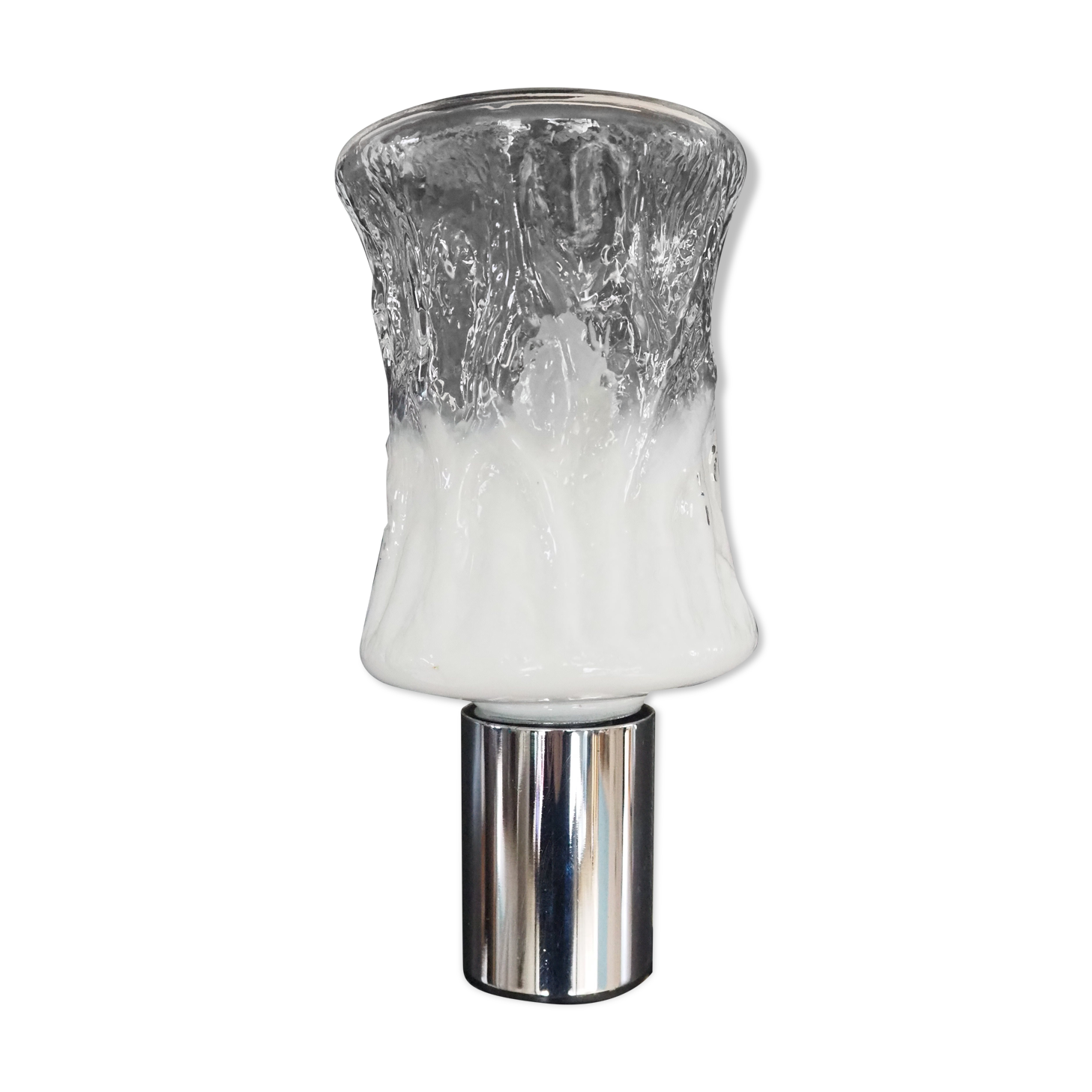 Torch type wall lamp in transparent and white glass