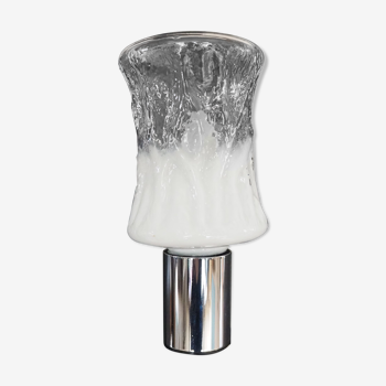 Wall light type of transparent and white glass torch