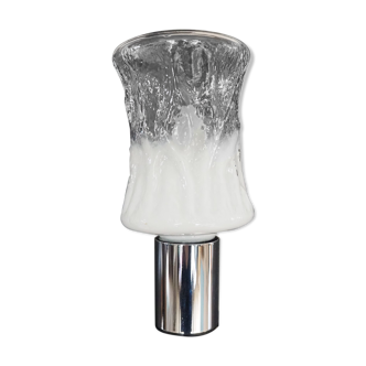 Applique type torche en verre transparent et blanc