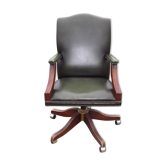 Fauteuil de bureau années 30 bois et cuir