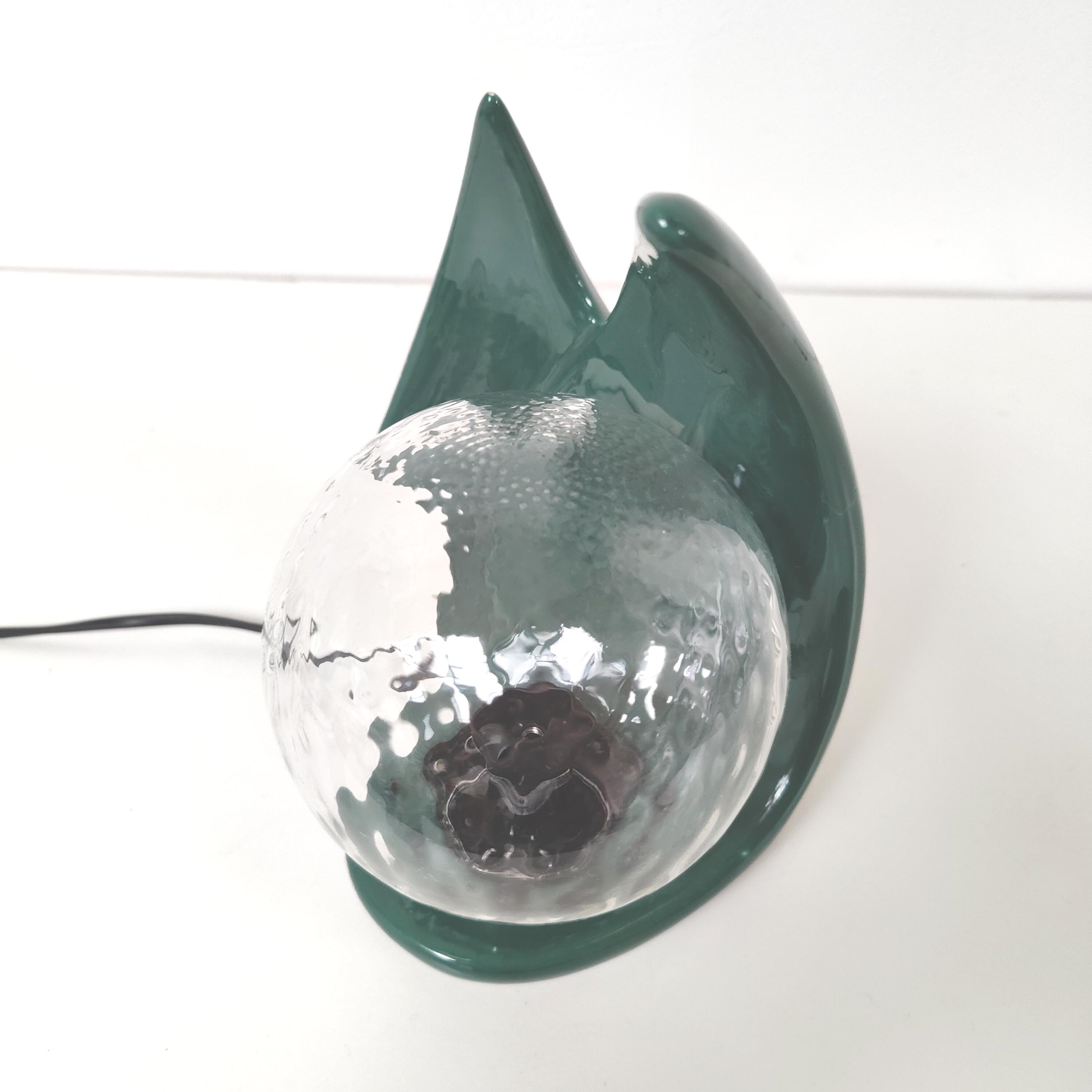 Lamp shape wave shell ceramic green glass globe