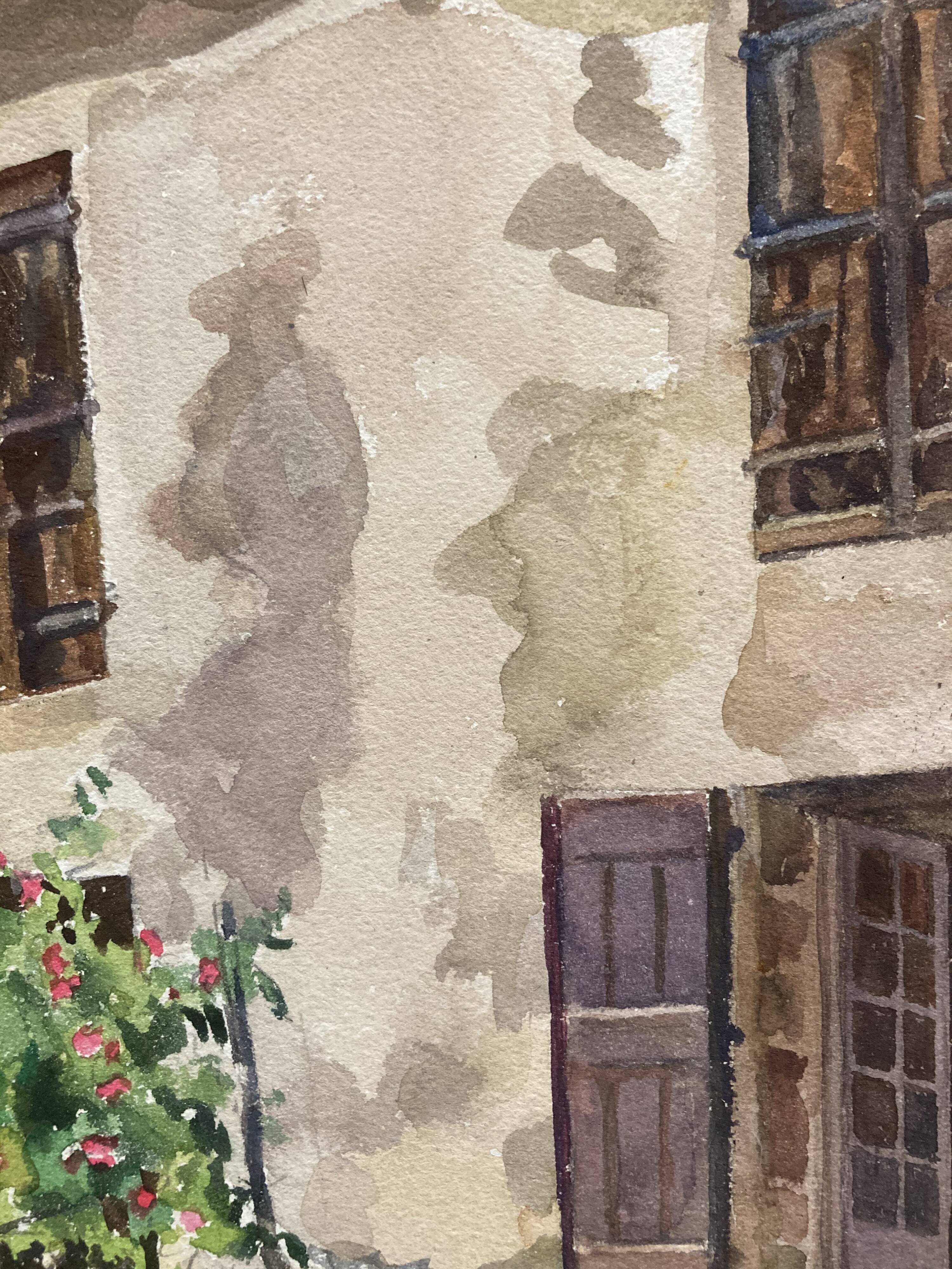 Vintage turret watercolor signed