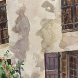 Vintage turret watercolor signed