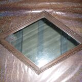 Miroir losange mural en bois années 30-40 50x34cm