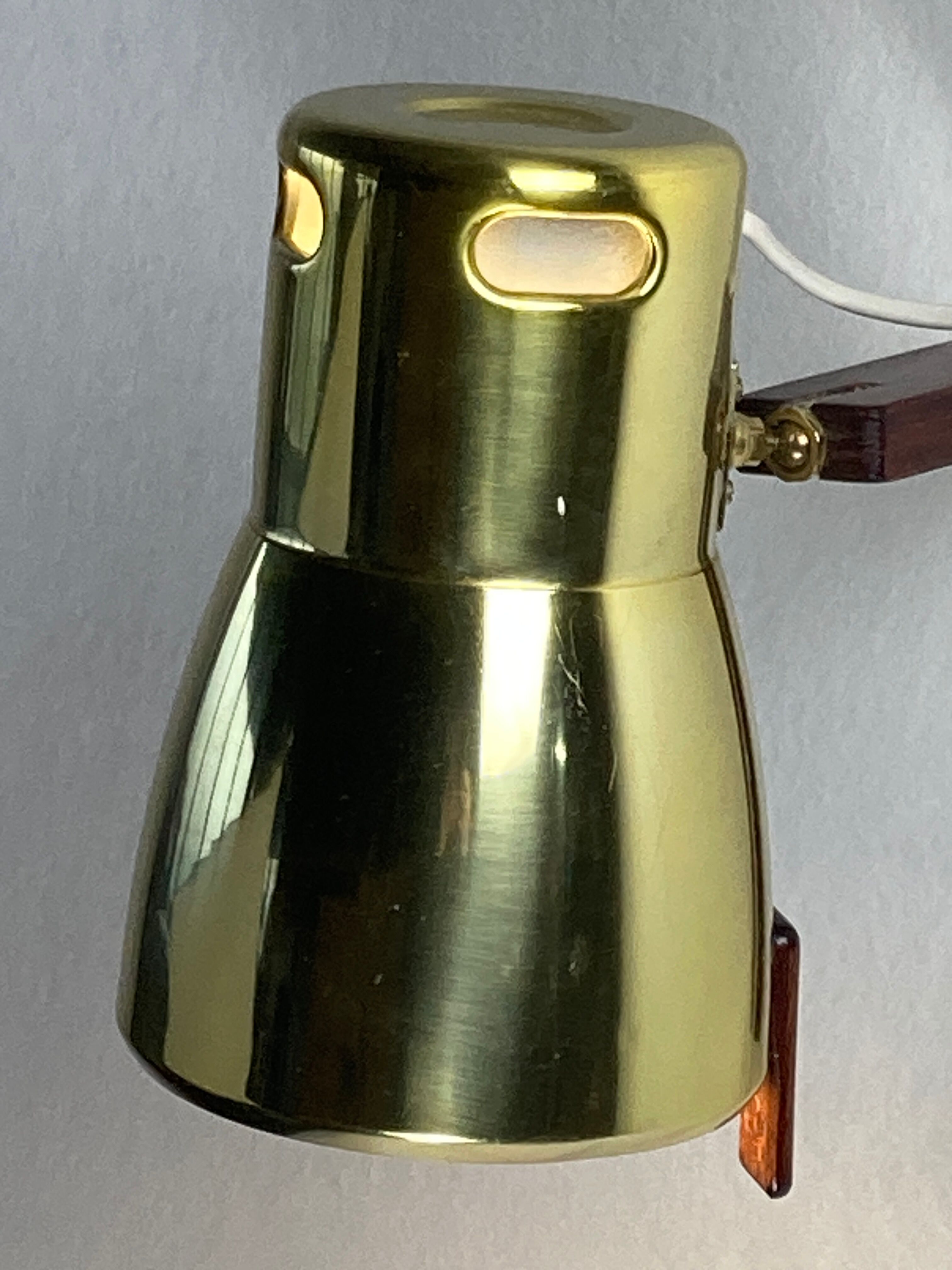 Teak brass wall sconce by hans agne jakobsson, sweden 1960s model v488