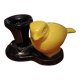 Yellow canary figurine and its candle holder