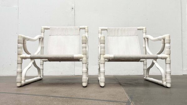 Fauteuils et table de jardin vintage en faux bambou de Kettal, Espagne, années 1980