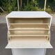 Scandinavian shoe cabinet with 3 beige wooden compartments from the 80s