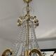 Waterfall chandelier with crystal grapevines and golden aluminum 60s-70s