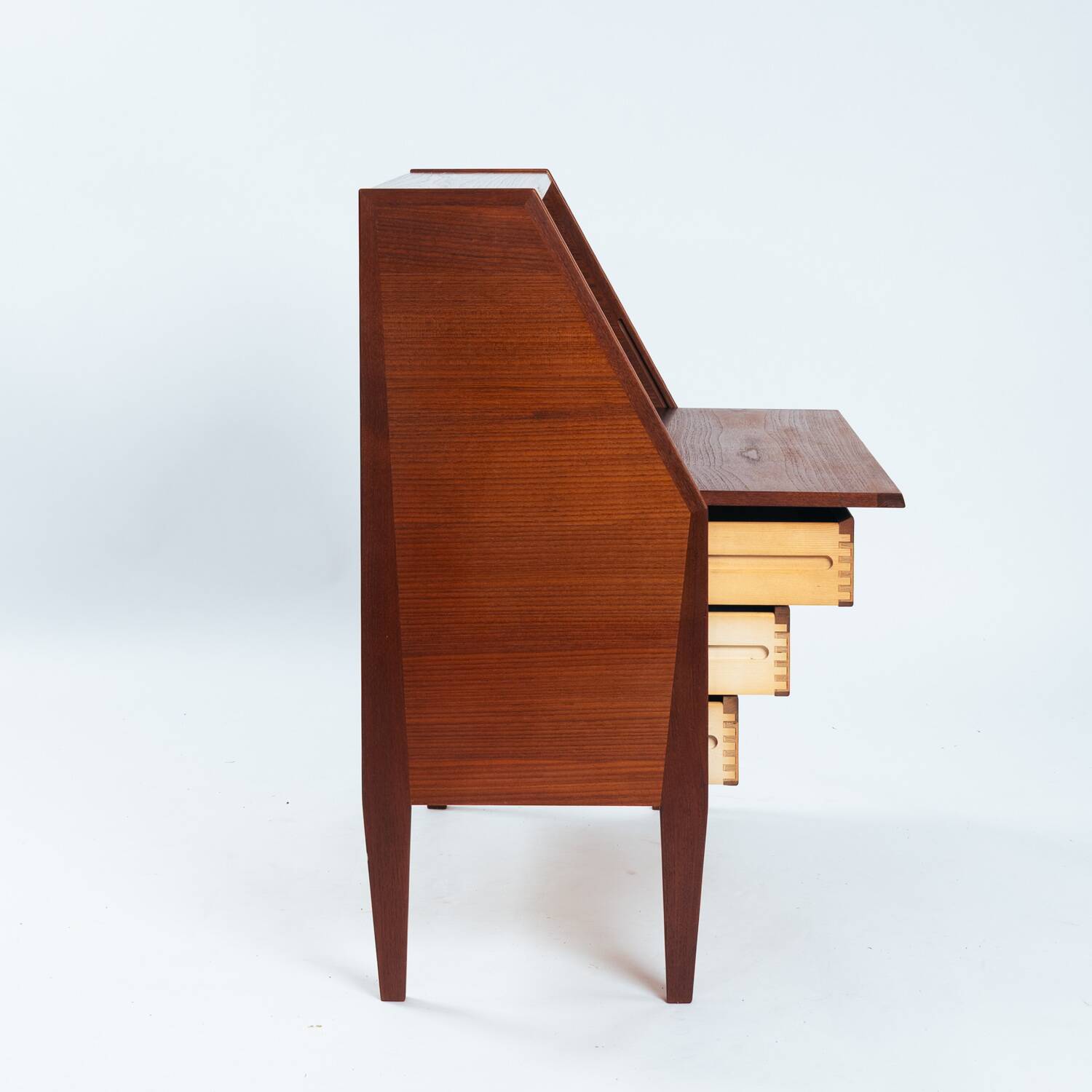 Kai Kristiansen model 63 desk teak secretaire with vanity mirror, 1960s