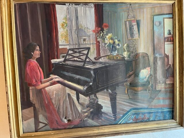 Old painting gilded wood frame