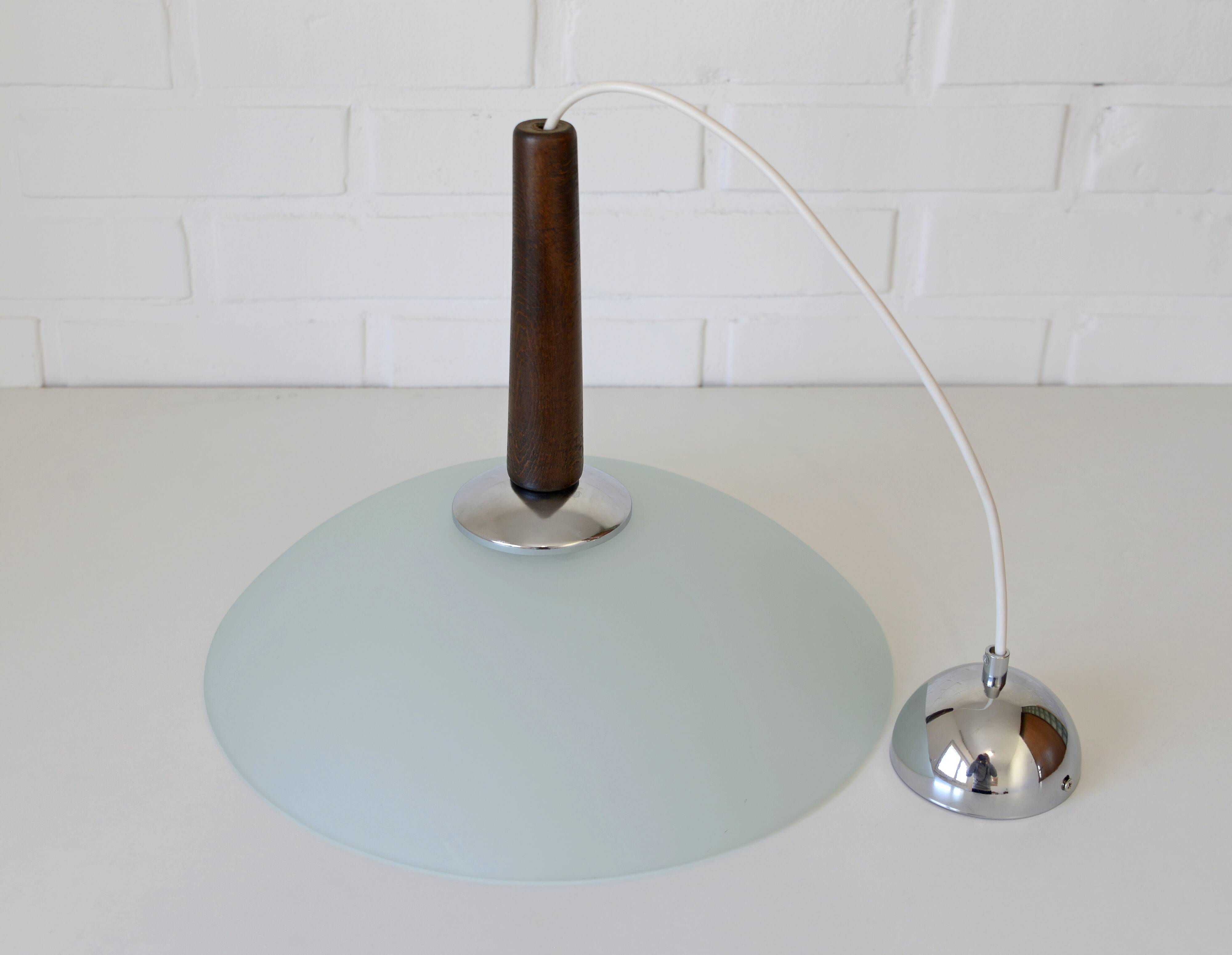 Hanging Lamp Mid-century modern Vintage Pendant Mint Green Glass Light 1970