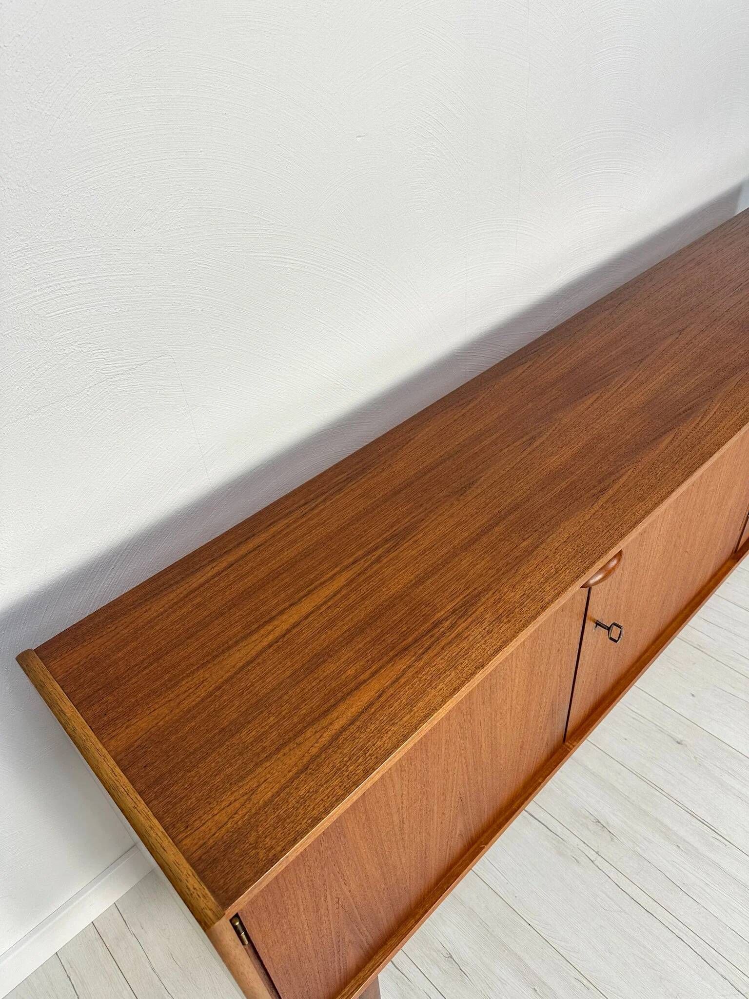 1960s Vintage Large Minimalistic Mid-Century Teak Sideboard