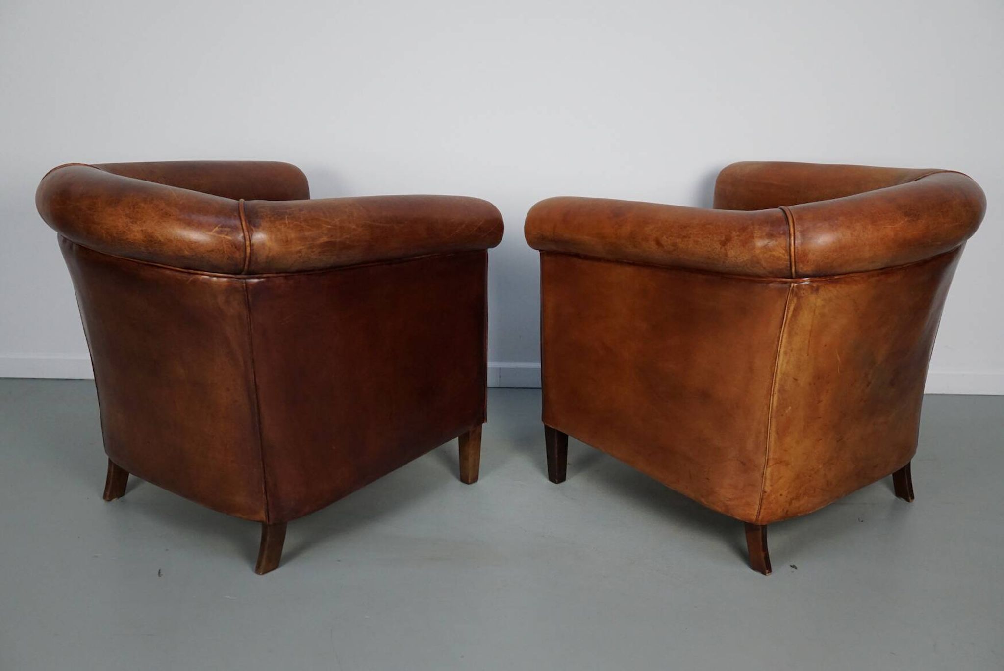 Vintage Dutch cognac coloured leather club chair, set of 2