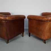 Vintage Dutch cognac coloured leather club chair, set of 2