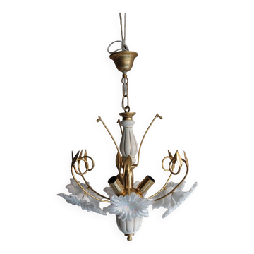 Vintage Italian white floral chandelier