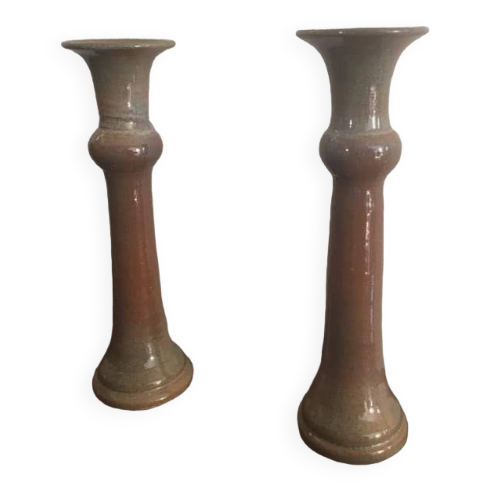 Terracotta candlesticks signed