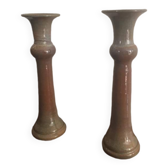Terracotta candlesticks signed