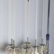 Light smoked glass water drop chandelier with 6 drops from the 1960s.